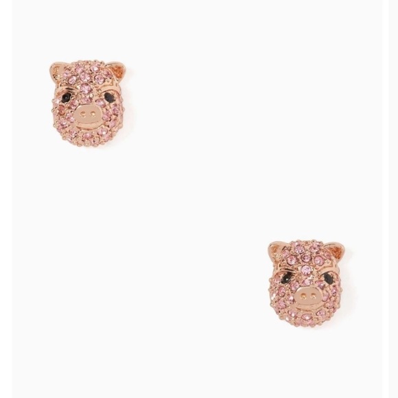 $68 Kate Spade Imagination Pave Pink Pig Stud Earrings - Picture 1 of 5
